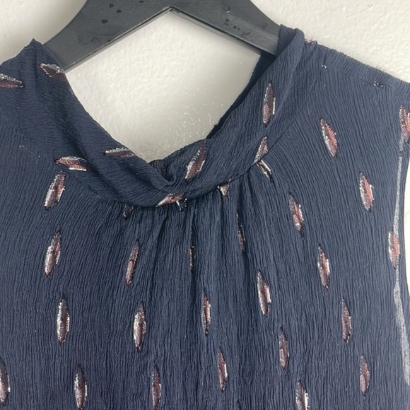 Rebecca Taylor Navy and Metallic Sleeveless Top - Picture 5 of 11